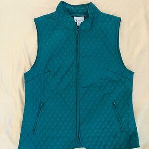 Tog Shop medium dark green quilted vest EUC
